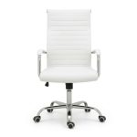 Cadeiras Escritório Cadeira de Escritório Presidente LONDON Giratória - Base Cromada - Corino Branco - 31092