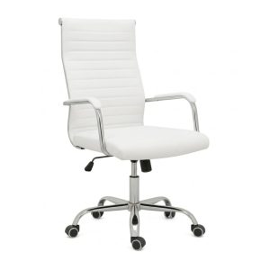 Cadeira de Escritório Presidente LONDON Giratória - Base Cromada - Corino Branco - 31092