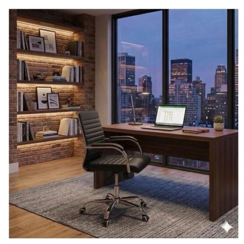 Cadeiras Escritório Cadeira de Escritório Diretor LONDON Giratória - Corino Preto - 31094