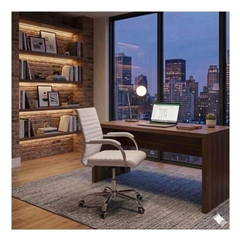 Cadeiras Escritório Cadeira de Escritório Diretor LONDON Giratória - Corino Branco - 31095