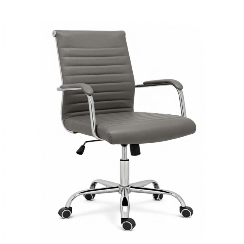 Cadeiras Escritório Cadeira de Escritório Diretor LONDON Giratória - Corino Cinza Médio - 31093
