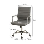 Cadeiras Escritório Cadeira de Escritório Diretor LONDON Giratória - Corino Cinza Médio - 31093