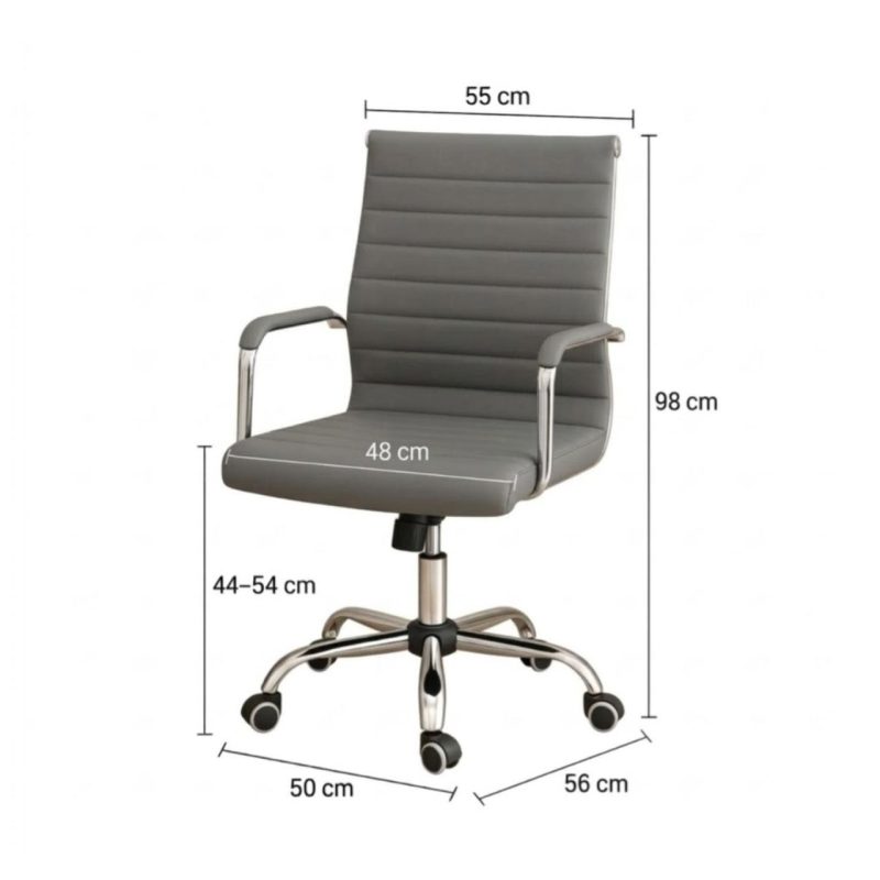 Cadeiras Escritório Cadeira de Escritório Diretor LONDON Giratória - Corino Cinza Médio - 31093