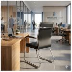 Cadeira de Escritório Fixa Diretor em Couro Ecológico Preto e Base Cromada LONDON - Corino Preto - 32800