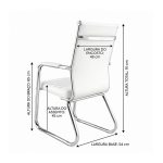 Cadeira de Escritório Fixa Diretor em Couro Ecológico Branco e Base Cromada LONDON - Corino Branco - 32801