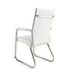 Cadeira de Escritório Fixa Diretor em Couro Ecológico Branco e Base Cromada LONDON - Corino Branco - 32801