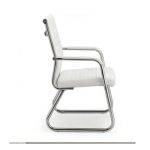 Cadeira de Escritório Fixa Diretor em Couro Ecológico Branco e Base Cromada LONDON - Corino Branco - 32801