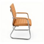 Cadeira de Escritório Fixa Diretor em Couro Ecológico Fendi e Base Cromada LONDON - Corino Fendi - 32802