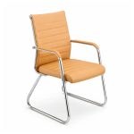 Cadeira de Escritório Fixa Diretor em Couro Ecológico Fendi e Base Cromada LONDON - Corino Fendi - 32802