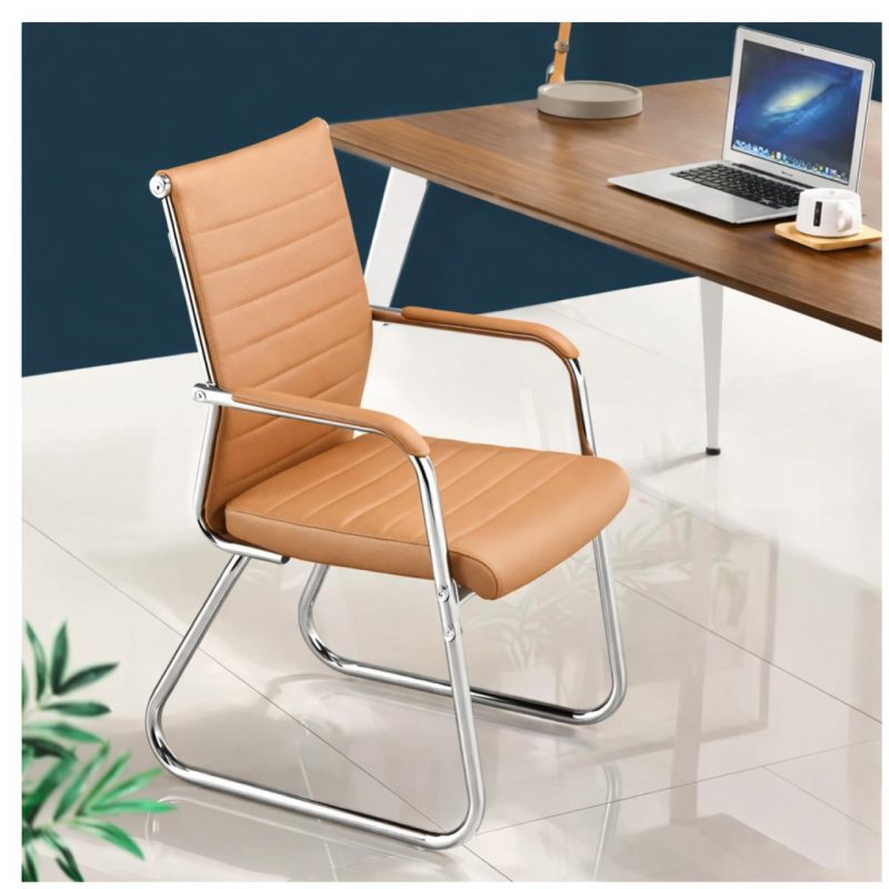 Cadeira de Escritório Fixa Diretor em Couro Ecológico Fendi e Base Cromada LONDON - Corino Fendi - 32802