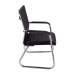 Cadeira de Escritório Fixa Diretor em Couro Ecológico Preto e Base Cromada LONDON - Corino Preto - 32800