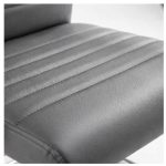 Cadeira de Escritório Fixa Diretor em Couro Ecológico Cinza e Base Cromada LONDON - Corino Cinza - 32803