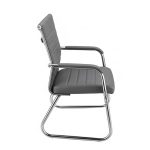 Cadeira de Escritório Fixa Diretor em Couro Ecológico Cinza e Base Cromada LONDON - Corino Cinza - 32803