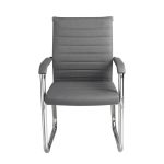 Cadeira de Escritório Fixa Diretor em Couro Ecológico Cinza e Base Cromada LONDON - Corino Cinza - 32803