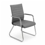 Cadeira de Escritório Fixa Diretor em Couro Ecológico Cinza e Base Cromada LONDON - Corino Cinza - 32803