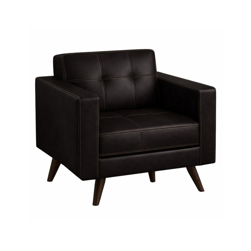 Sem categoria Poltrona Decorativa Roma – Design Retrô com Pés Palito - Corino Café - 62400