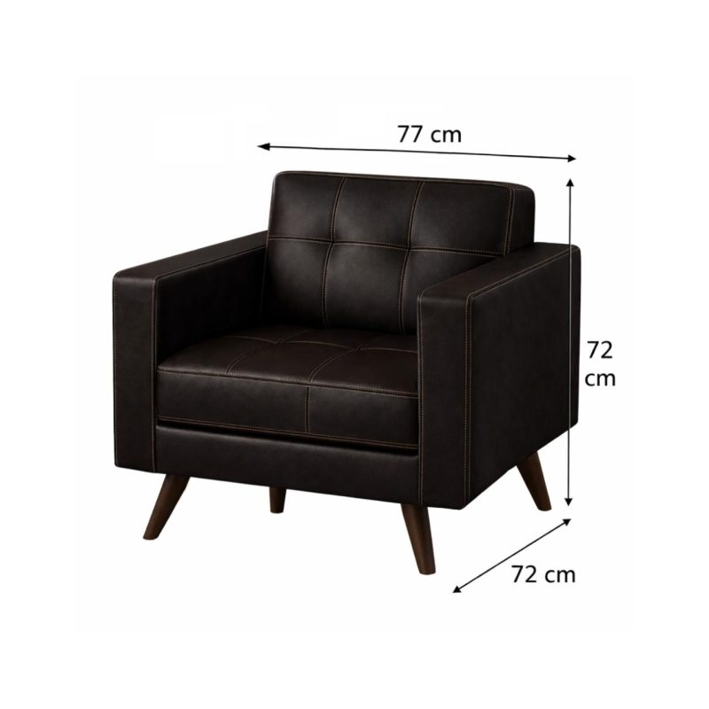 Sem categoria Poltrona Decorativa Roma – Design Retrô com Pés Palito - Corino Café - 62400