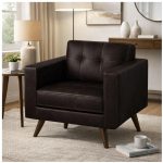 Sem categoria Poltrona Decorativa Roma – Design Retrô com Pés Palito - Corino Café - 62400