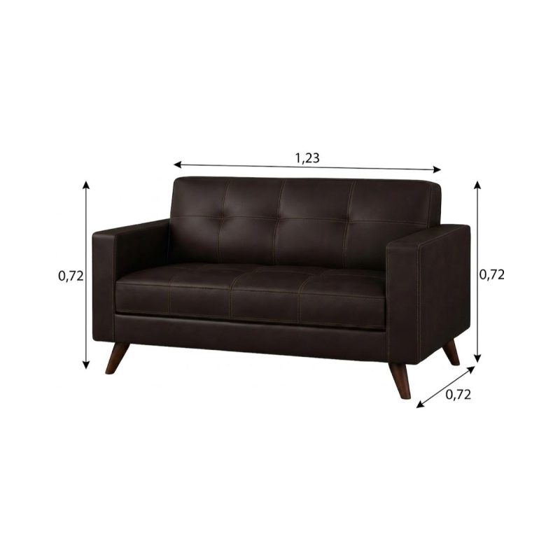 Sem categoria Sofá para Escritório 02 Lugares Slim Roma – Design Retrô com Pés Palito - Corino Café - 62401