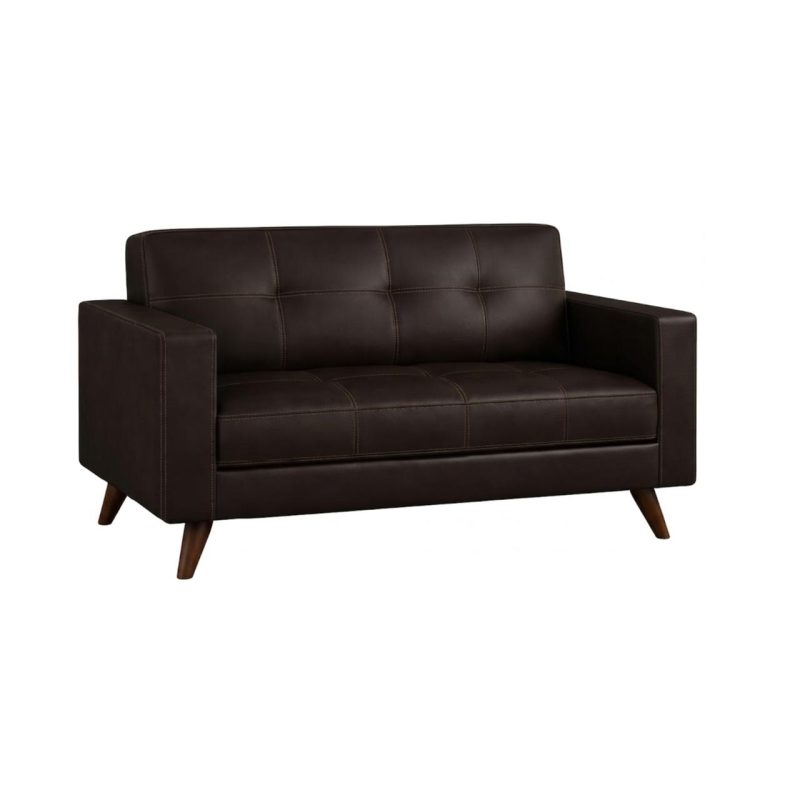 Sem categoria Sofá para Escritório 02 Lugares Slim Roma – Design Retrô com Pés Palito - Corino Café - 62401