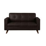 Sem categoria Sofá para Escritório 02 Lugares Slim Roma – Design Retrô com Pés Palito - Corino Café - 62401