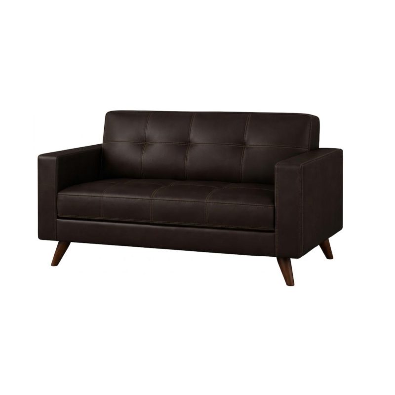 Sem categoria Sofá para Escritório 02 Lugares Slim Roma – Design Retrô com Pés Palito - Corino Café - 62401