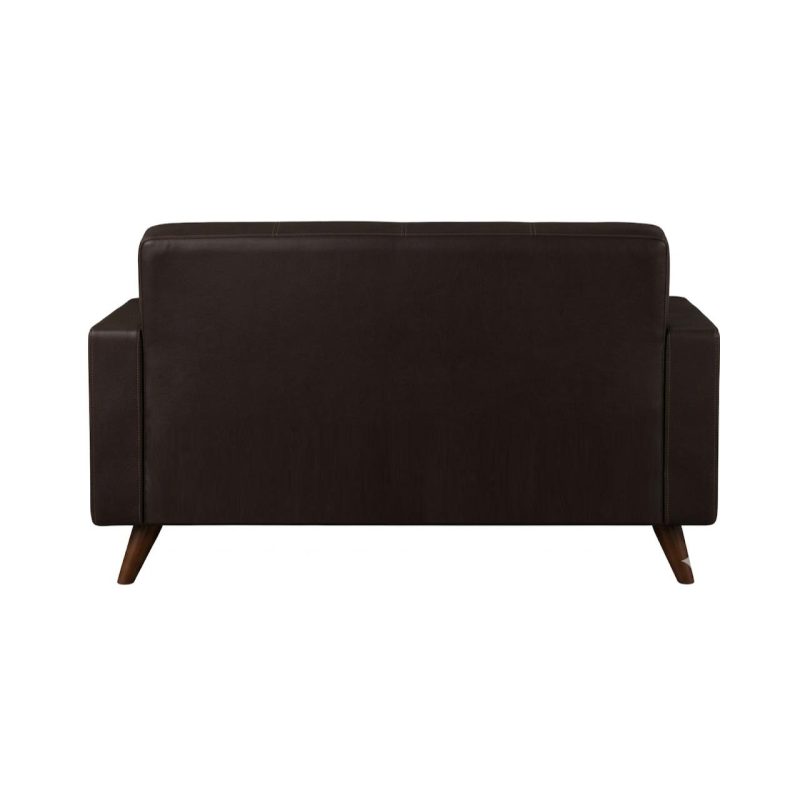 Sem categoria Sofá para Escritório 02 Lugares Slim Roma – Design Retrô com Pés Palito - Corino Café - 62401