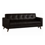 Sem categoria Sofá para Escritório 03 Lugares Slim Roma – Design Retrô com Pés Palito - Corino Café - 62402