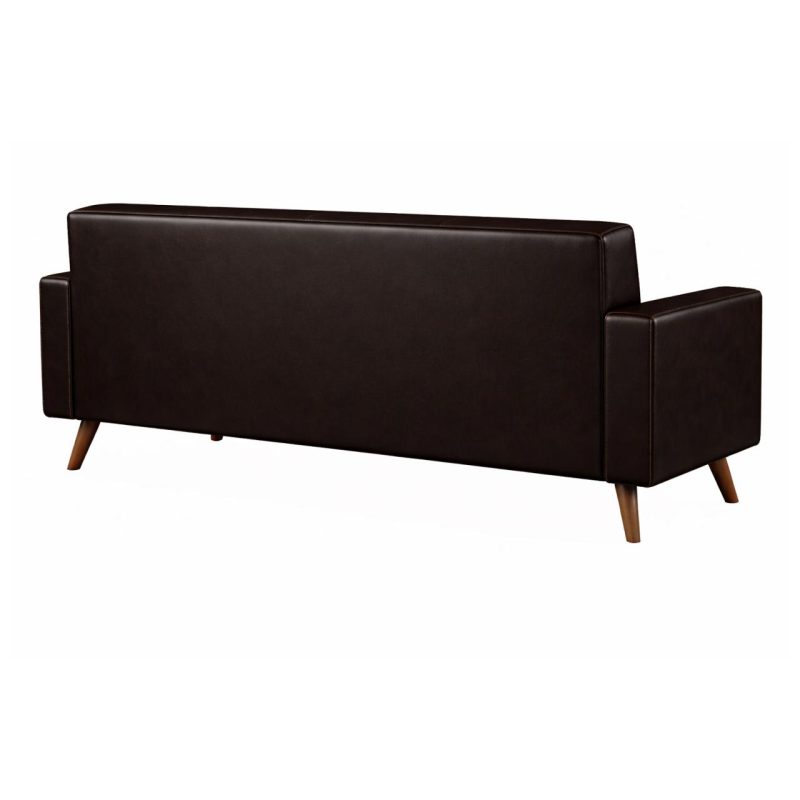 Sem categoria Sofá para Escritório 03 Lugares Slim Roma – Design Retrô com Pés Palito - Corino Café - 62402