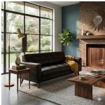 Sem categoria Sofá para Escritório 03 Lugares Slim Roma – Design Retrô com Pés Palito - Corino Café - 62402