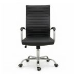 Cadeiras Escritório Cadeira de Escritório Presidente LONDON Giratória - Base Cromada - Corino Preto - 31089