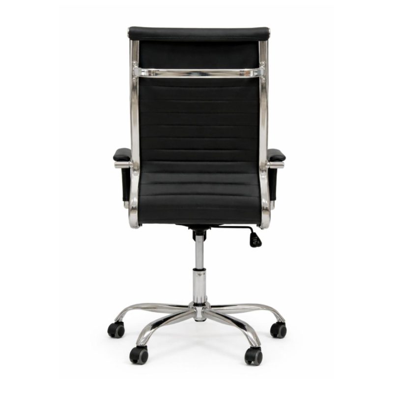 Cadeiras Escritório Cadeira de Escritório Presidente LONDON Giratória - Base Cromada - Corino Preto - 31089