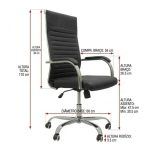 Cadeiras Escritório Cadeira de Escritório Presidente LONDON Giratória - Base Cromada - Corino Preto - 31089