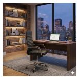 Cadeiras Escritório Cadeira de Escritório Presidente LONDON Giratória - Base Cromada - Corino Preto - 31089