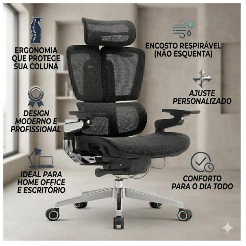 Cadeiras Escritório Cadeira Presidente Giratória com Apoio de Cabeça APEX - Linha Premium - 30073