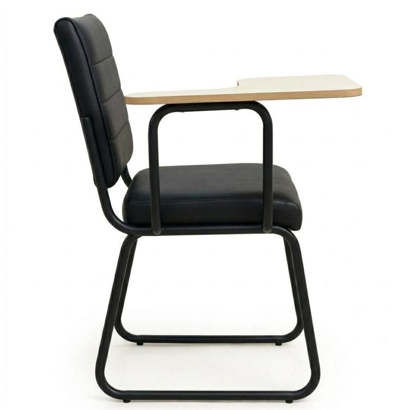Poltrona Universitária TRIX Estofada com Prancheta Fixa - Corino Preto - 35121