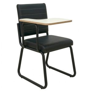 Poltrona Universitária TRIX Estofada com Prancheta Fixa - Corino Preto - 35121