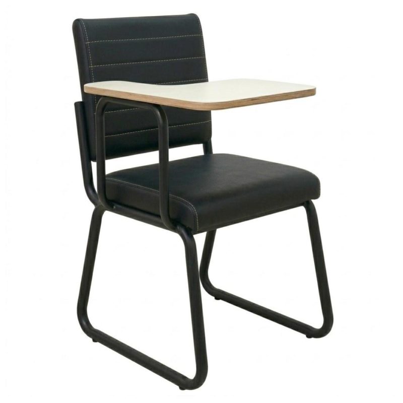 Poltrona Universitária TRIX Estofada com Prancheta Fixa - Corino Preto - 35121