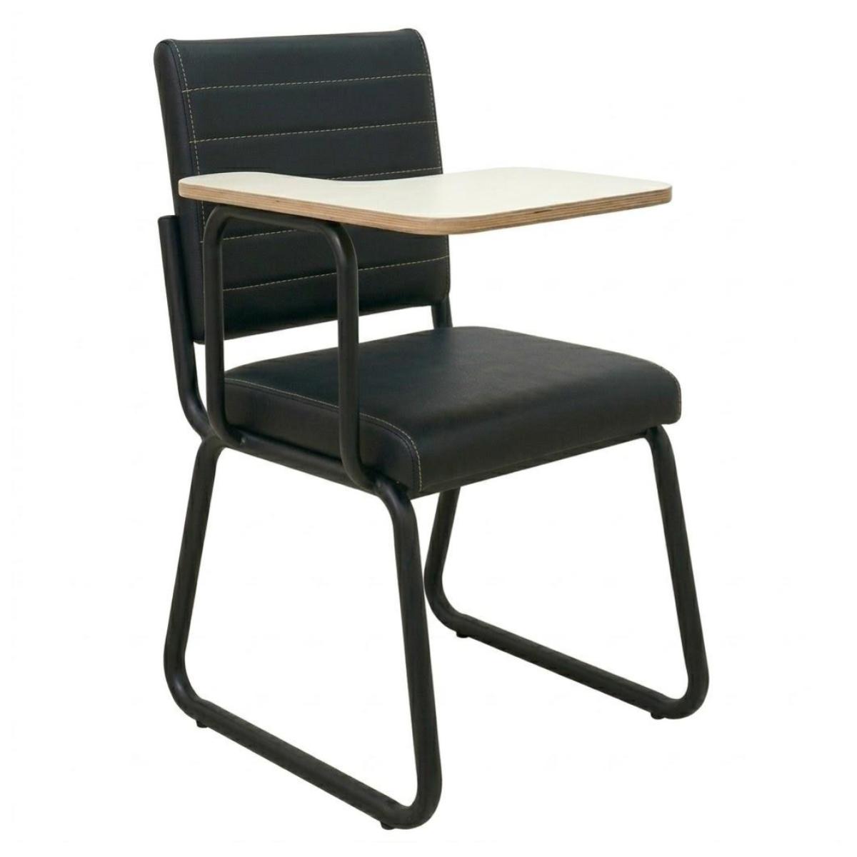 Poltrona Universitária TRIX Estofada com Prancheta Fixa – Corino Preto – 35121