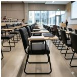 Poltrona Universitária TRIX Estofada com Prancheta Fixa - Corino Preto - 35121