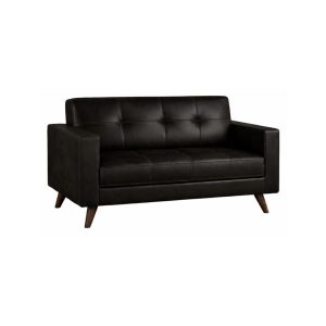 Sofá para Escritório 02 Lugares Slim Roma – Design Retrô com Pés Palito - Corino Café - 62401