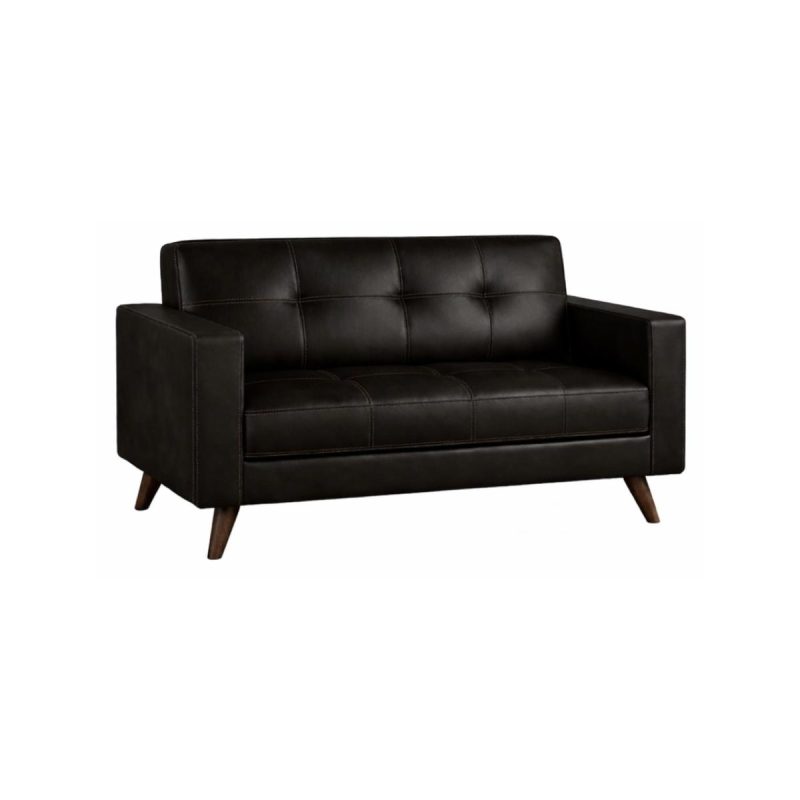 Sofá Escritório Sofá para Escritório 02 Lugares Slim Roma – Design Retrô com Pés Palito - Corino Café - 62401