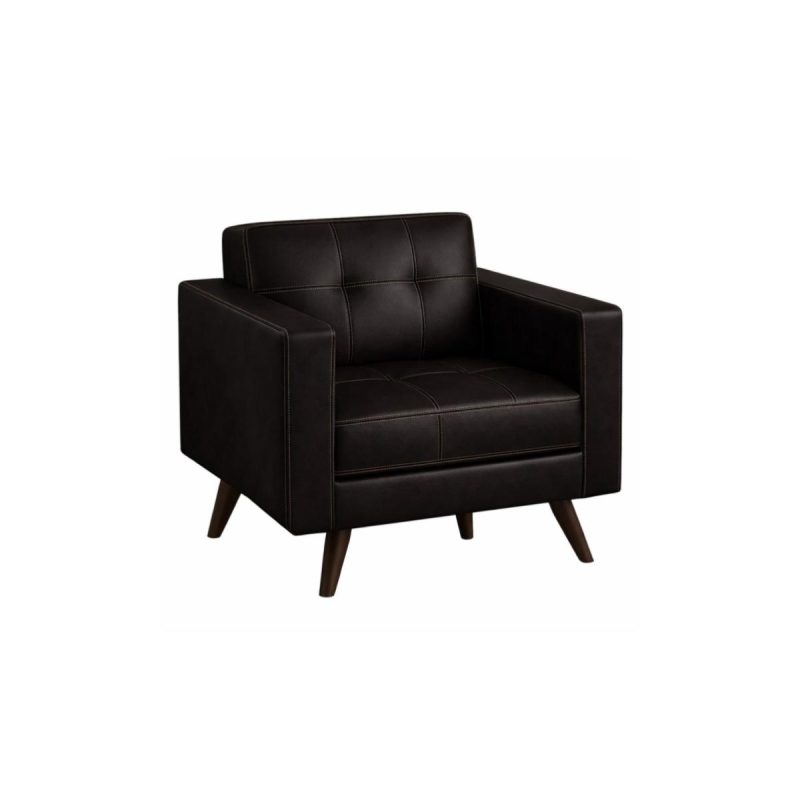 Sofá Escritório Poltrona Decorativa Roma – Design Retrô com Pés Palito - Corino Café - 62400