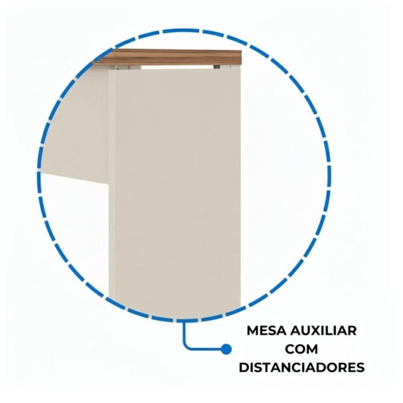 Móveis para Escritório Mesa AUXILIAR Simples - Pé Painel - 0,90X0,45m - Nogal Sevilha / Champanhe - 34308