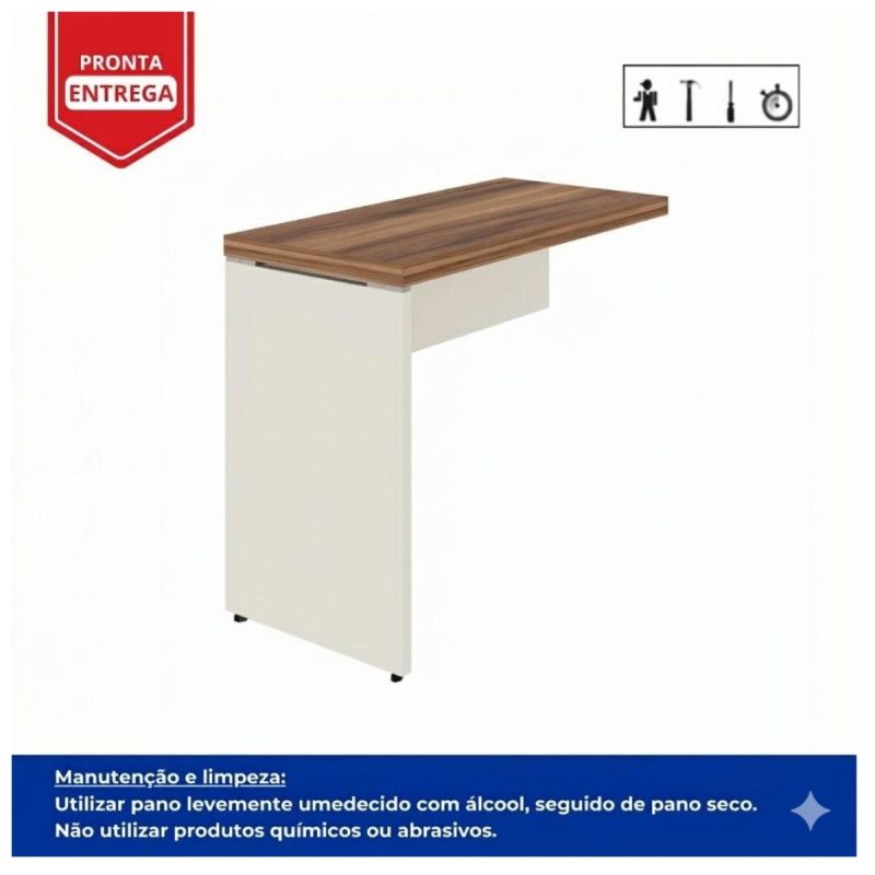 Móveis para Escritório Mesa AUXILIAR Simples - Pé Painel - 0,90X0,45m - Nogal Sevilha / Champanhe - 34308