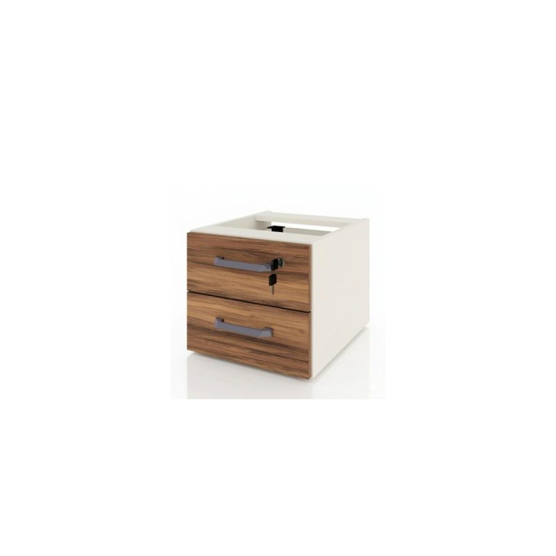 Móveis para Escritório Mesa de Escritório Industrial Amadeirada com Gavetas Pé Quadro 1,50x0,60m - Nogal Sevilha / Champanhe - 34321