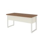 Móveis para Escritório Mesa de Escritório Industrial Amadeirada com Gavetas Pé Quadro 1,20x0,60m - Nogal Sevilha / Champanhe - 34320