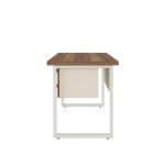 Móveis para Escritório Mesa de Escritório Industrial Amadeirada com Gavetas Pé Quadro 1,50x0,60m - Nogal Sevilha / Champanhe - 34321
