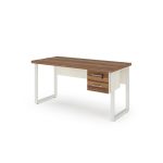 Móveis para Escritório Mesa de Escritório Industrial Amadeirada com Gavetas Pé Quadro 1,20x0,60m - Nogal Sevilha / Champanhe - 34320