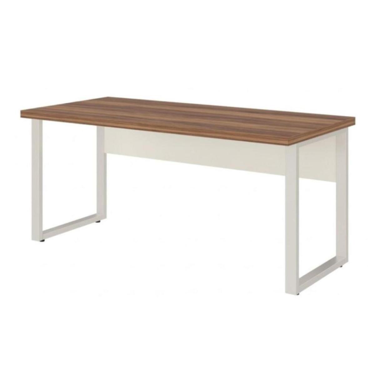 Mesa de Escritório Industrial Amadeirada Pé Quadro 1,70×0,70m – Nogal Sevilha / Champanhe – 34301